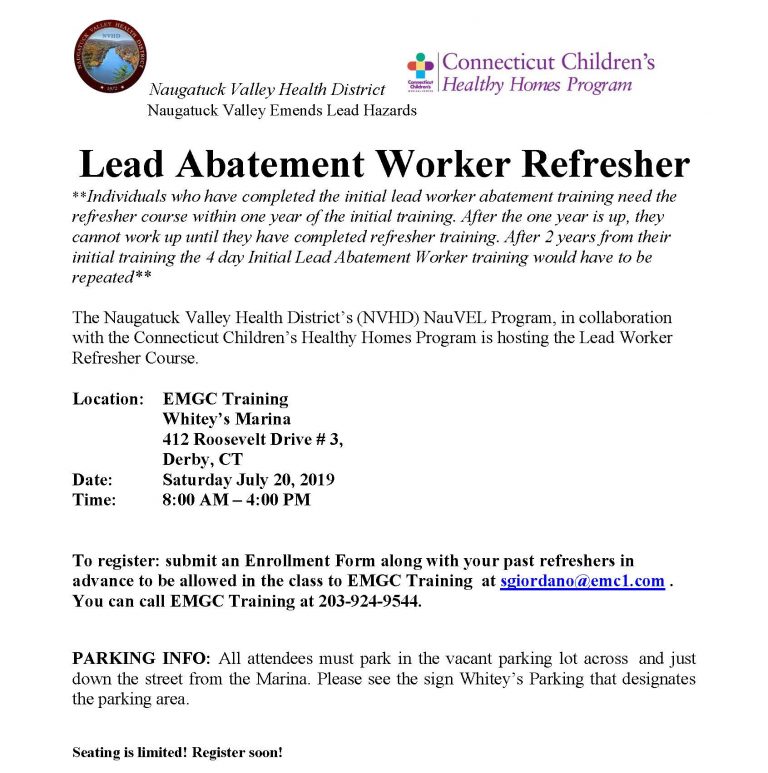 Lead Worker Training Courses Naugatuck Valley Health District