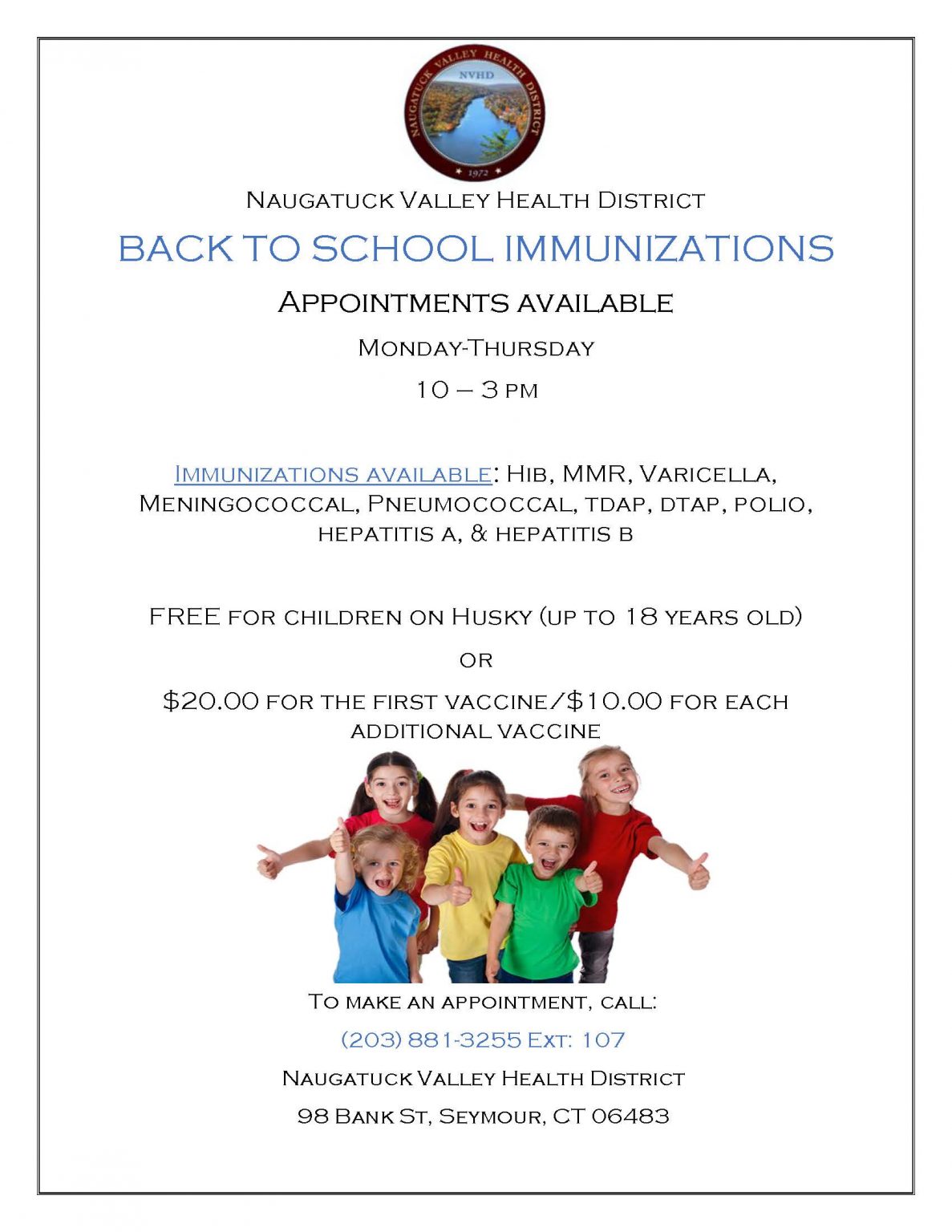 Back to School Immunizations Naugatuck Valley Health District