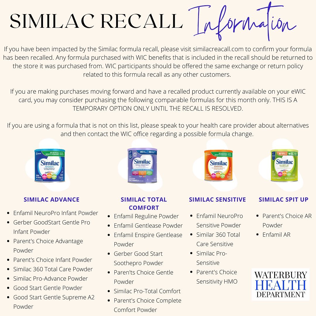 Similac Formula Recall Naugatuck Valley Health District